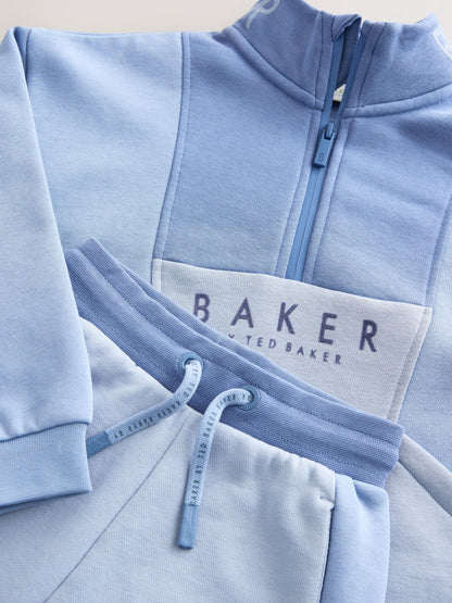 Dsiney Kidz - Baker by Ted Baker Blue Colourblock Funnel Neck Sweatshirt and Shorts Set image 11
