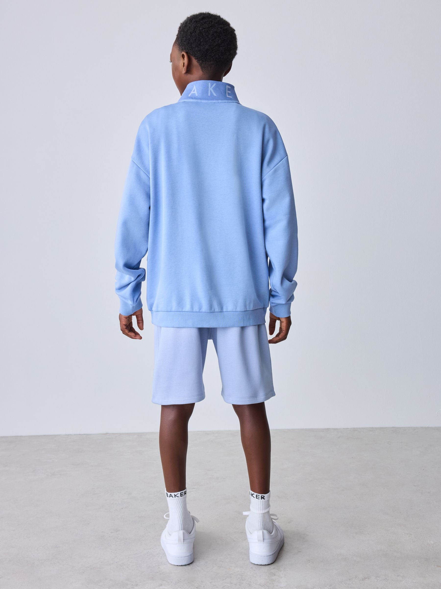 Dsiney Kidz - Baker by Ted Baker Blue Colourblock Funnel Neck Sweatshirt and Shorts Set image 3