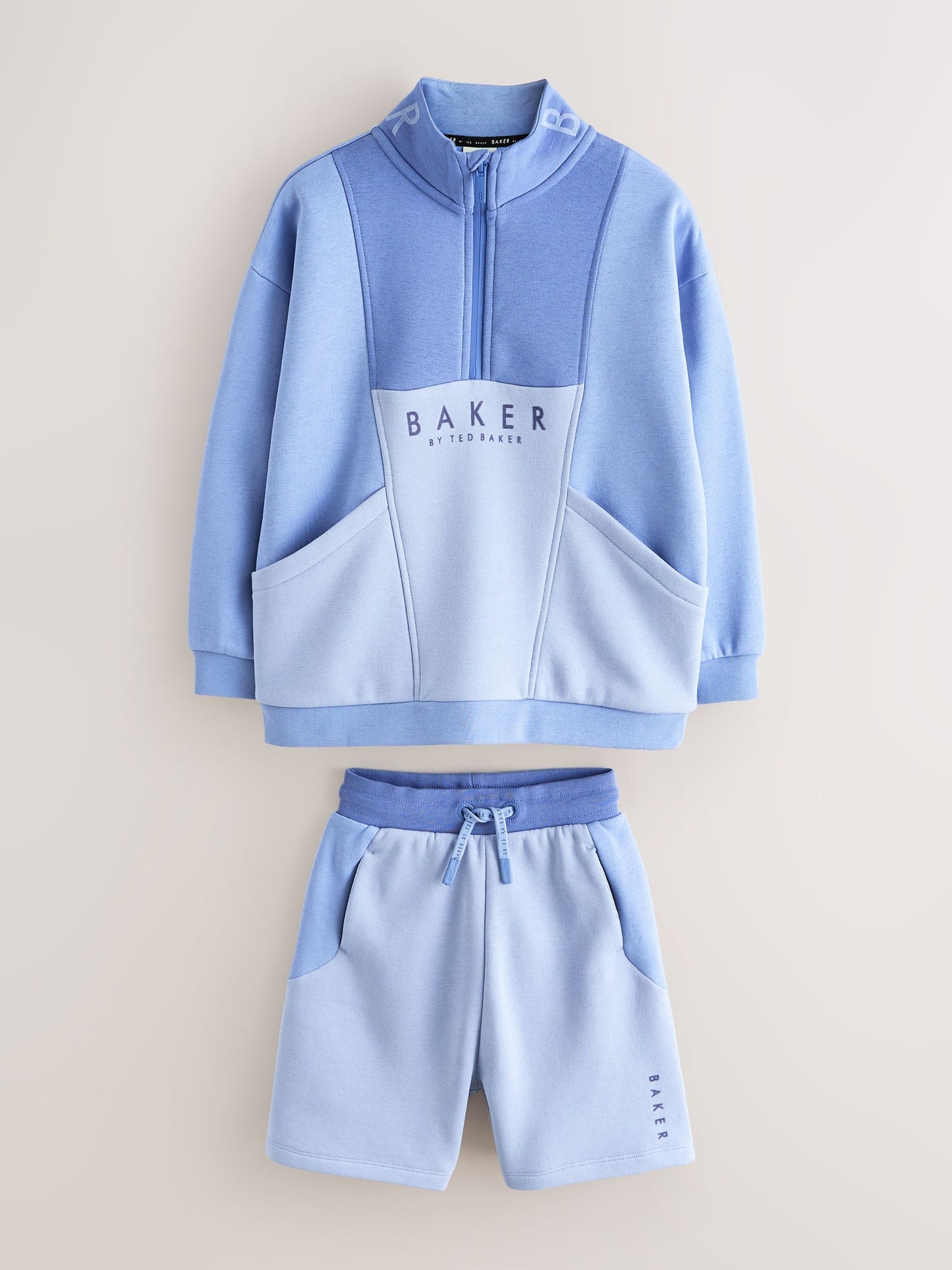 Baker by Ted Baker Blue Colourblock Funnel Neck Sweatshirt and Shorts Set image 8