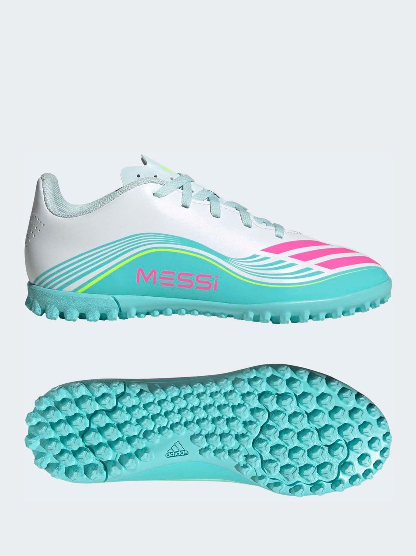 adidas Grey F50 Messi Club Turf Kids Football Trainers image 2