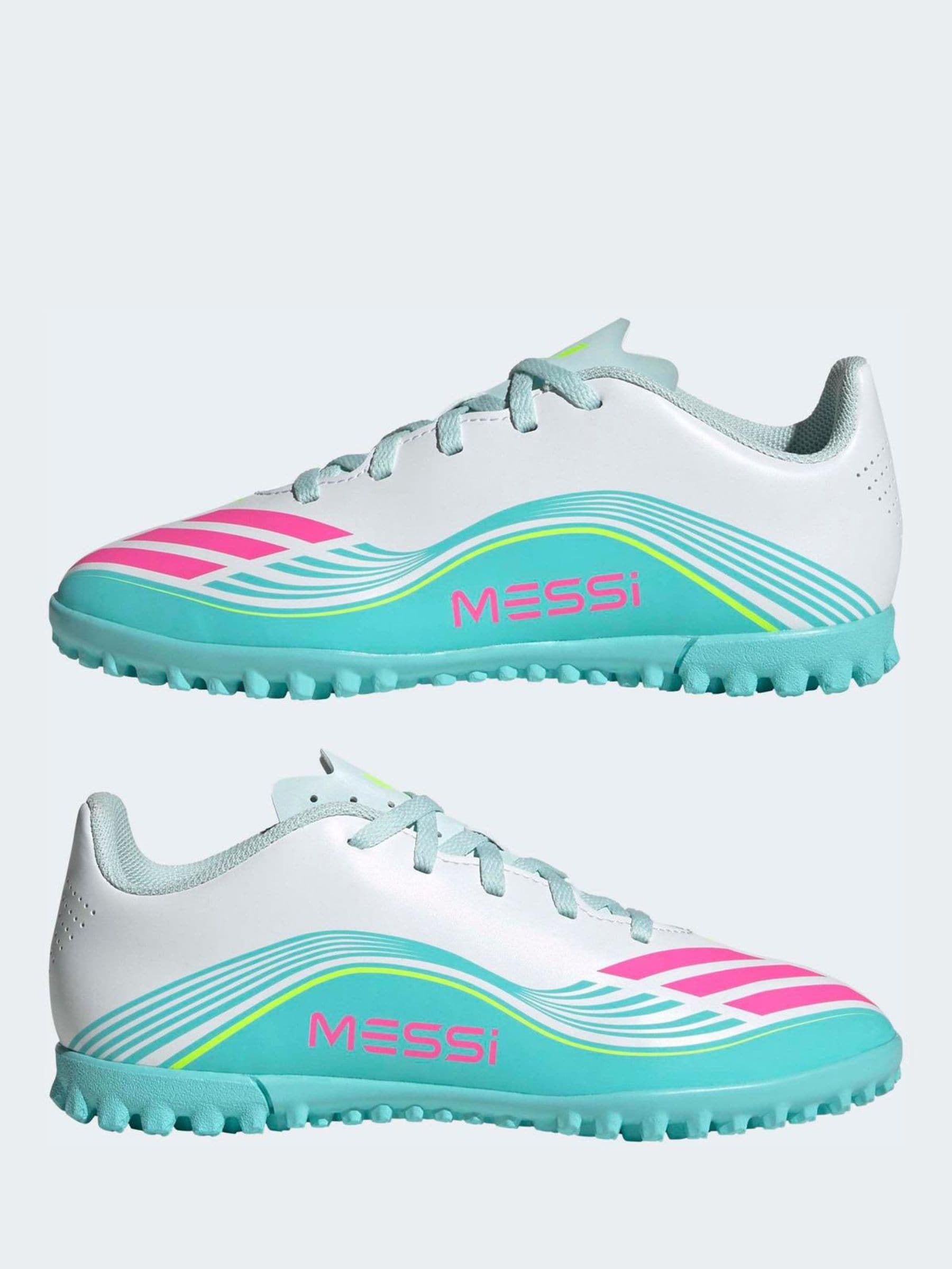 adidas Grey F50 Messi Club Turf Kids Football Trainers image 4