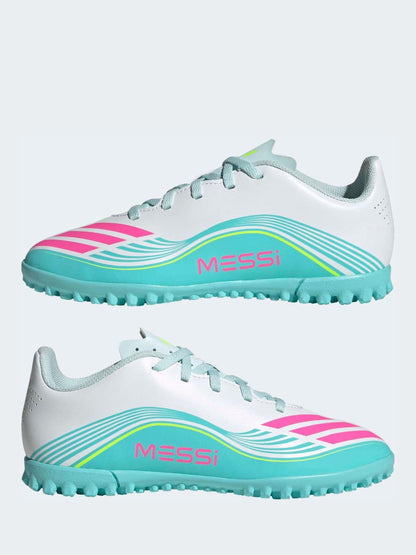 adidas Grey F50 Messi Club Turf Kids Football Trainers image 4