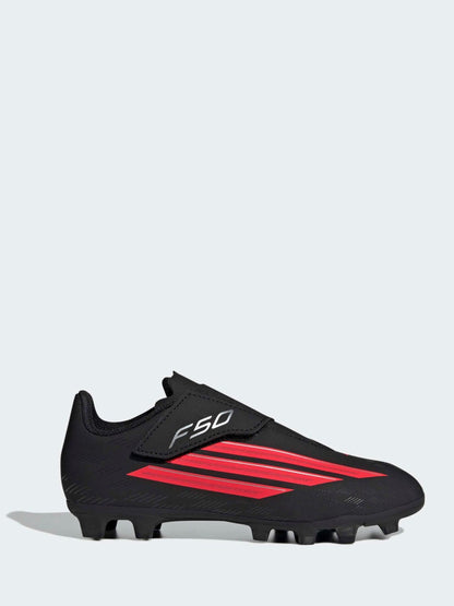 adidas Black F50 Club Touch Fastening Firm/Multi Ground Kids Football Boots image 1