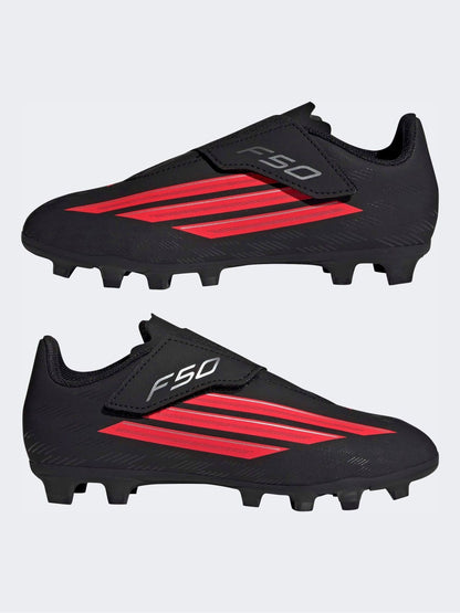 adidas Black F50 Club Touch Fastening Firm/Multi Ground Kids Football Boots image 2
