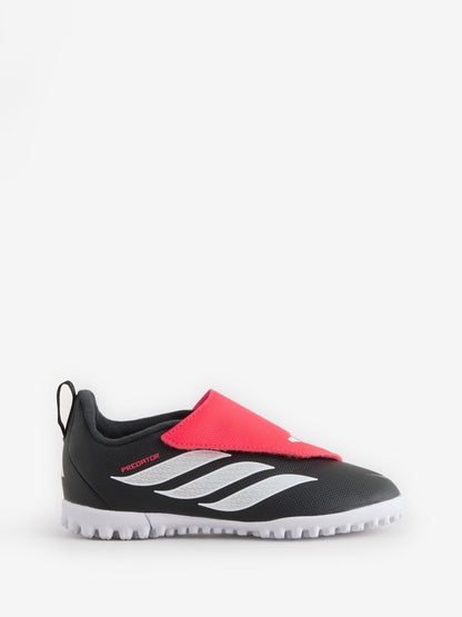 adidas Black Predator Club Touch Fastening Fold-Over Tongue Turf Football Trainers Kids image 1