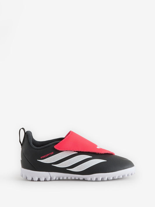 adidas Black Predator Club Touch Fastening Fold-Over Tongue Turf Football Trainers Kids image 1