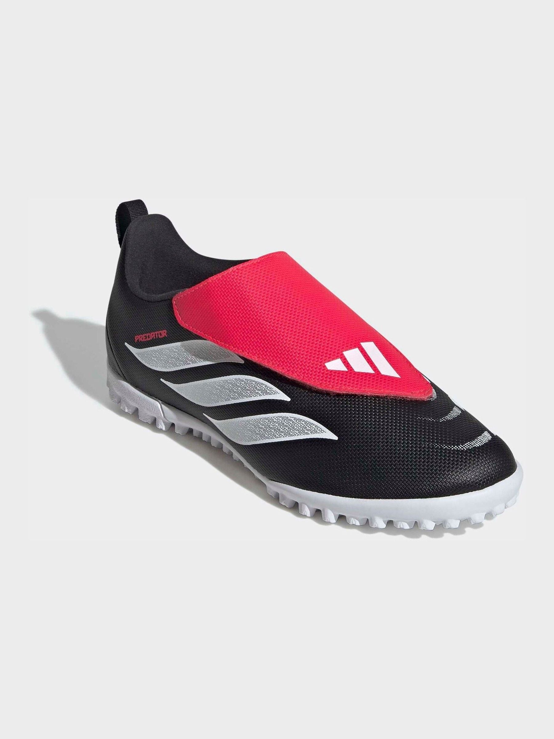 adidas Black Predator Club Touch Fastening Fold-Over Tongue Turf Football Trainers Kids image 6