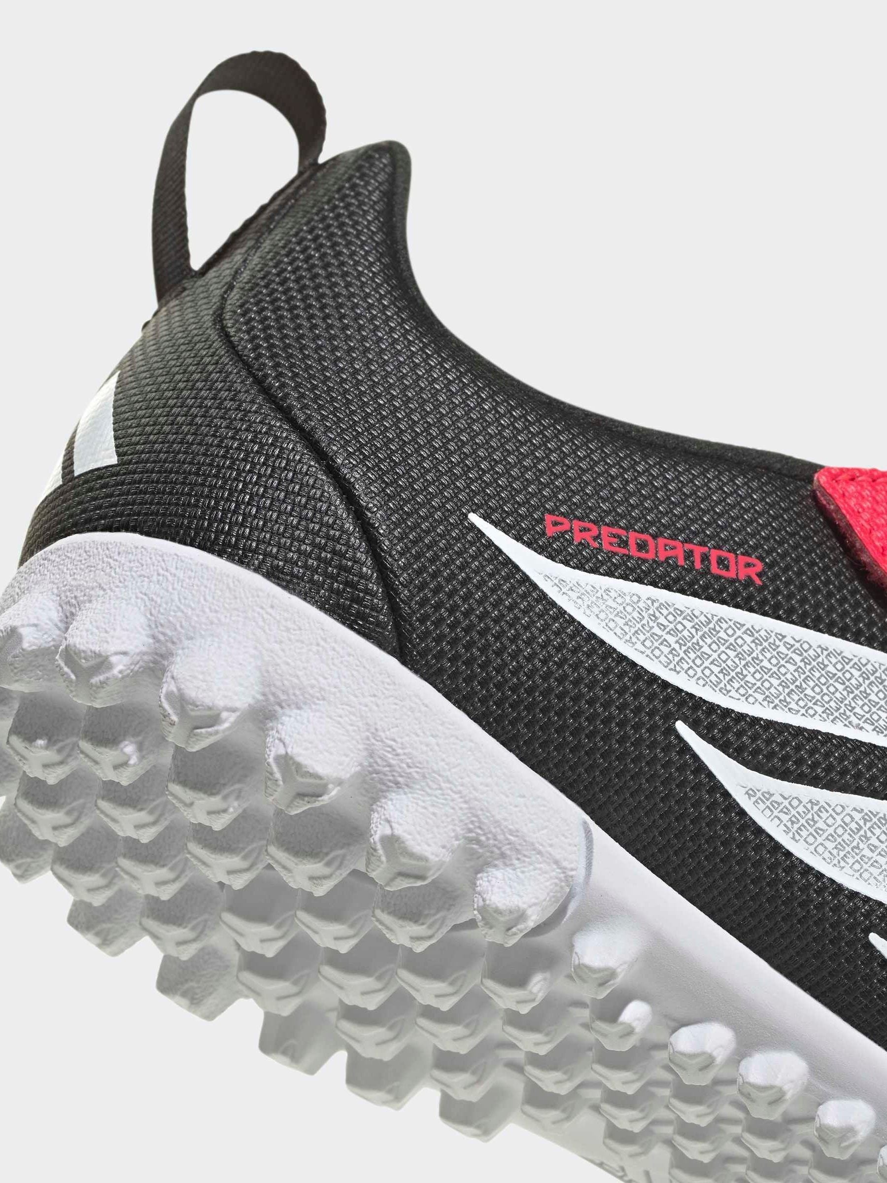 adidas Black Predator Club Touch Fastening Fold-Over Tongue Turf Football Trainers Kids image 8