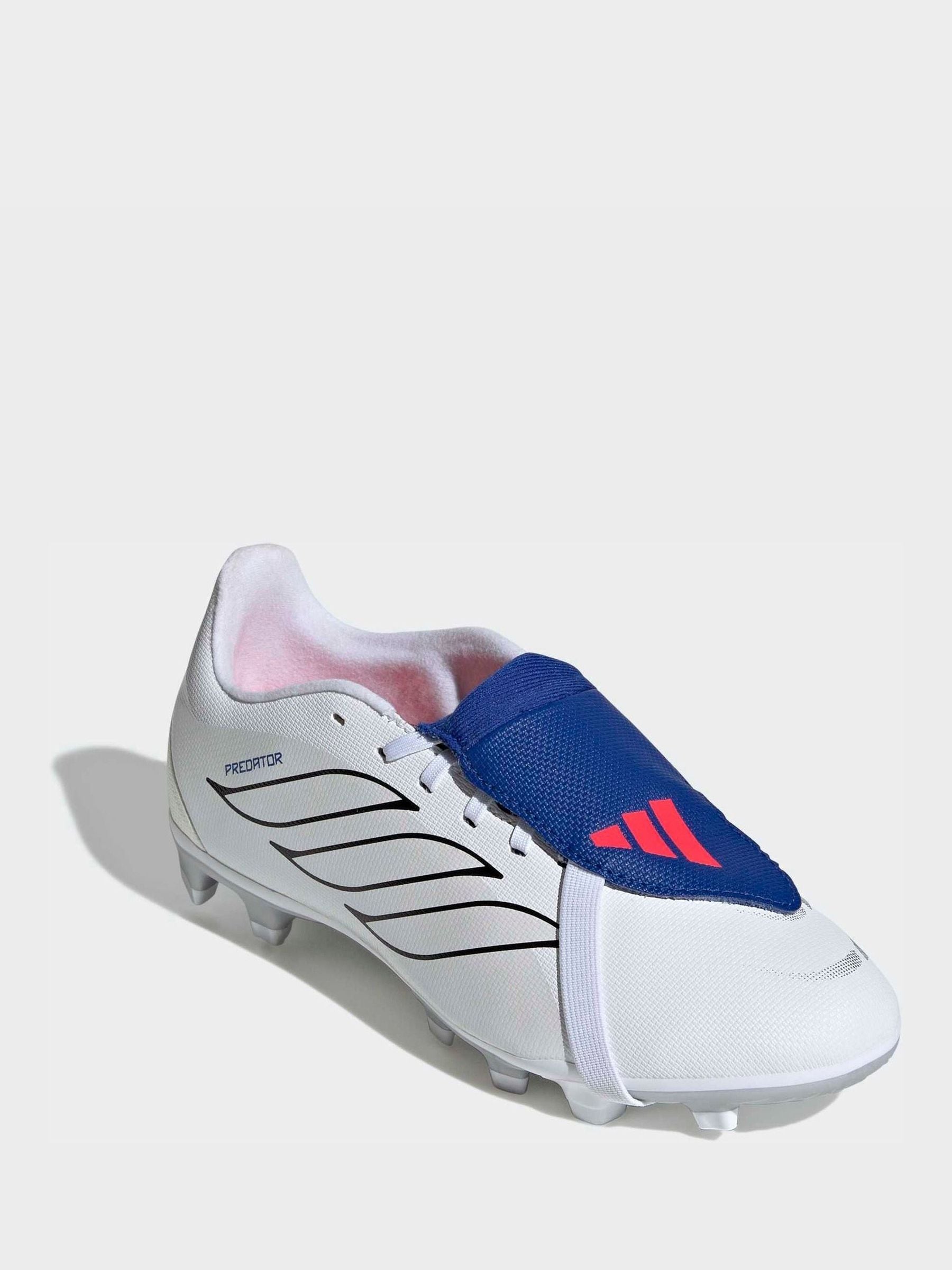 adidas White Predator Club Fold-Over Tongue Firm Ground/Multi Ground Football Boots Kids image 4