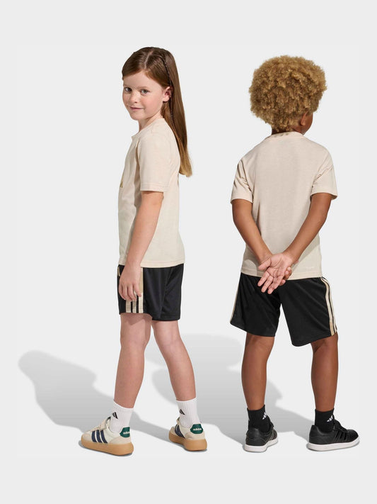 adidas Beige/Black Train Essentials Camo Logo Infant Kids T-Shirt and Shorts Set image 2