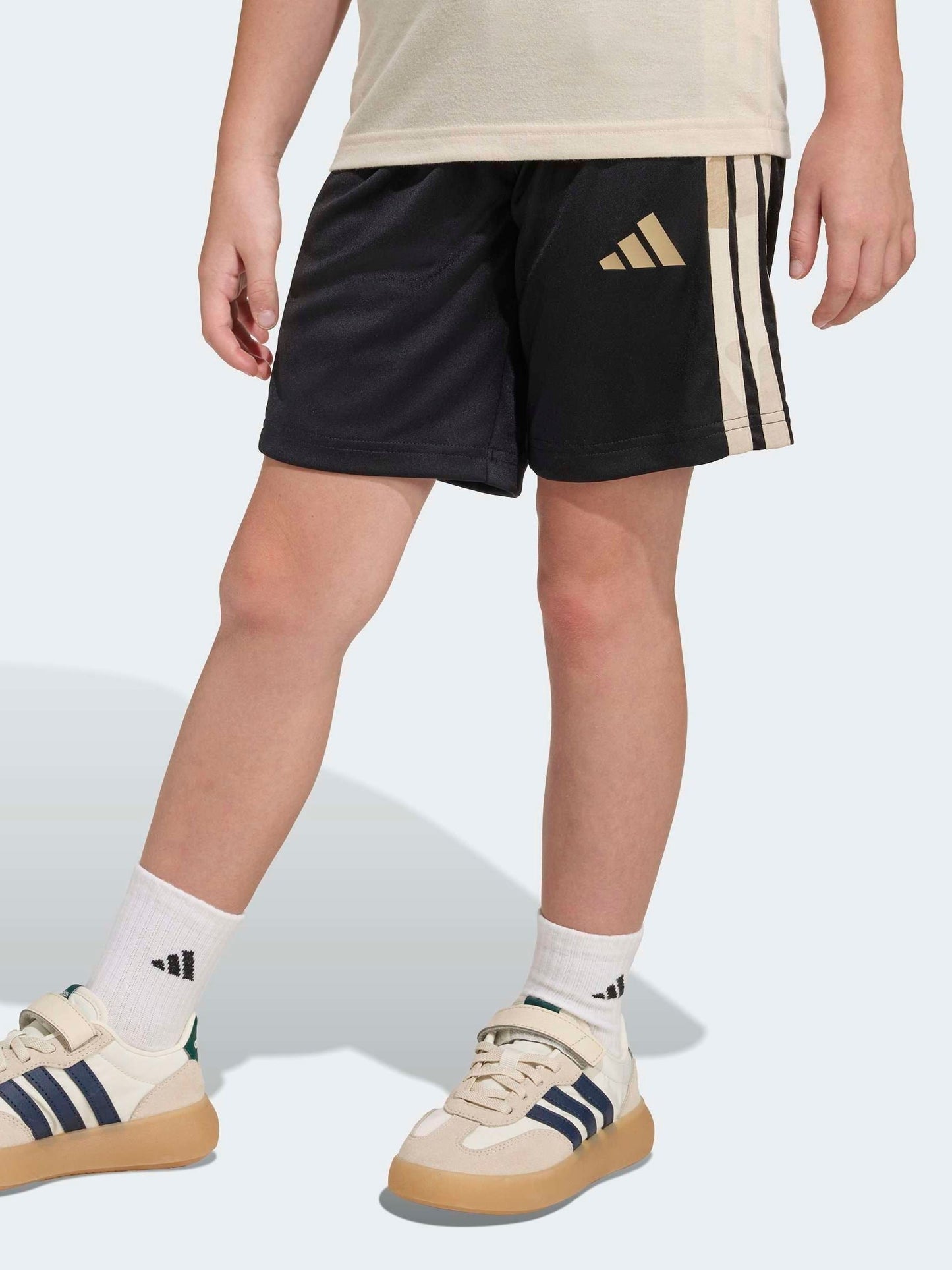 adidas Beige/Black Train Essentials Camo Logo Infant Kids T-Shirt and Shorts Set image 3