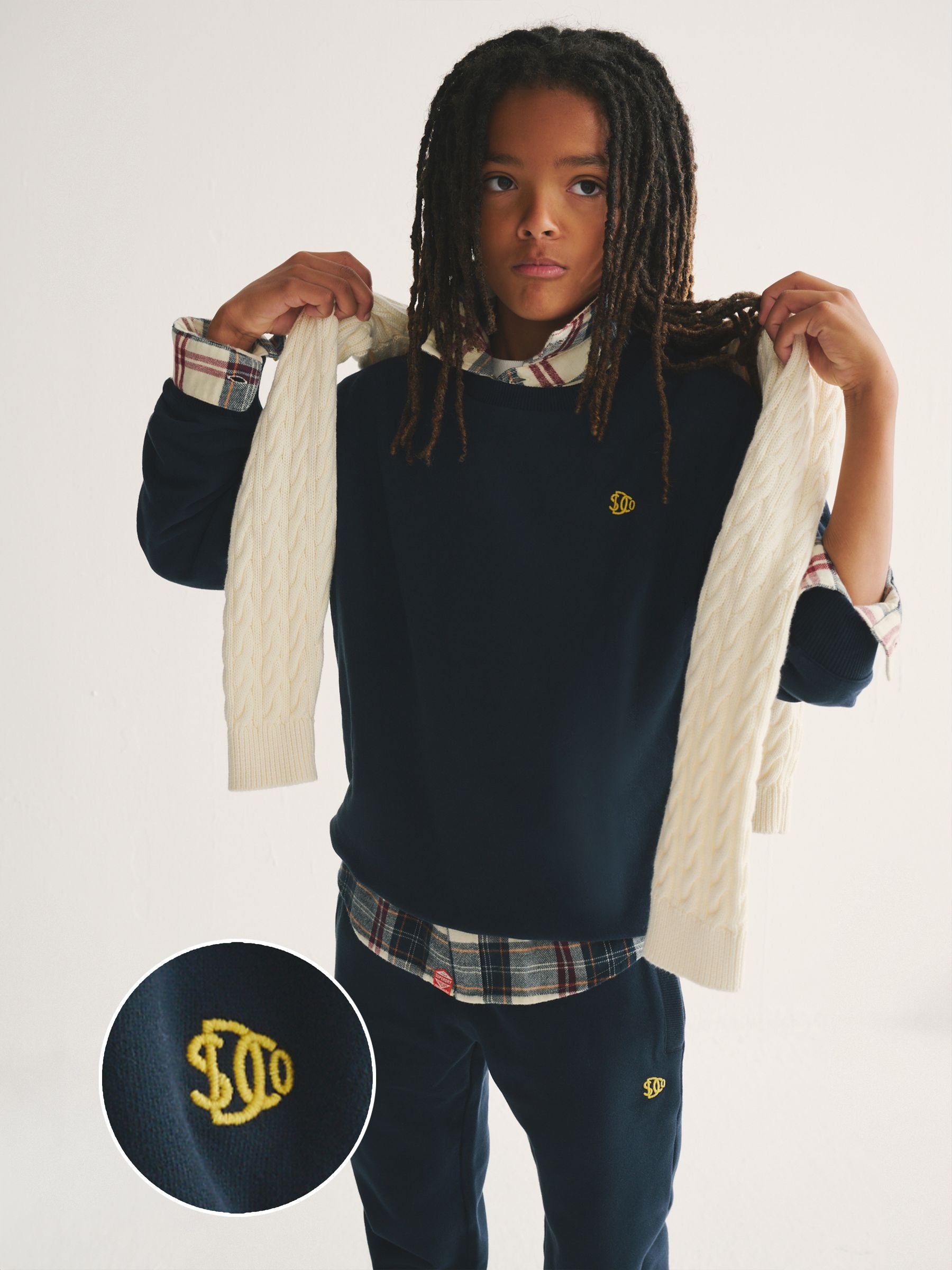 Superdry Navy/Yellow Sweat Top & Joggers Set image 1