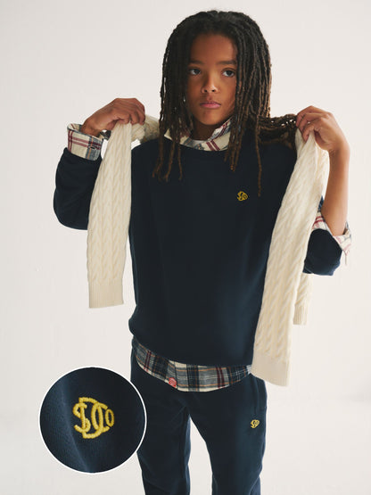 Superdry Navy/Yellow Sweat Top & Joggers Set image 1