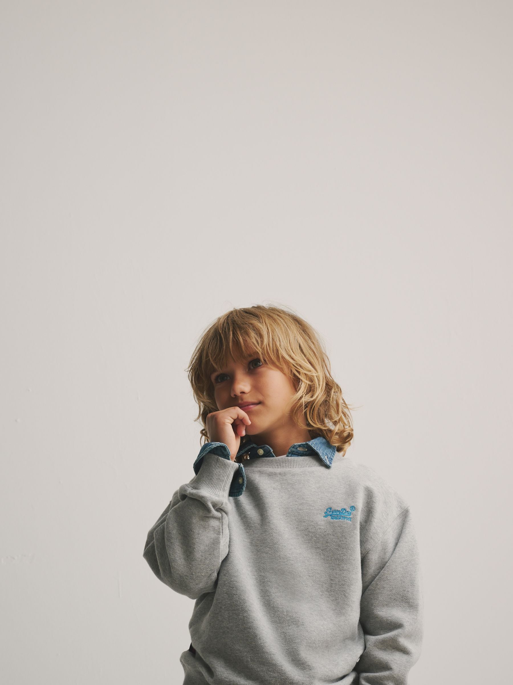 Superdry Grey/Blue Sweat Top & Joggers Set image 3