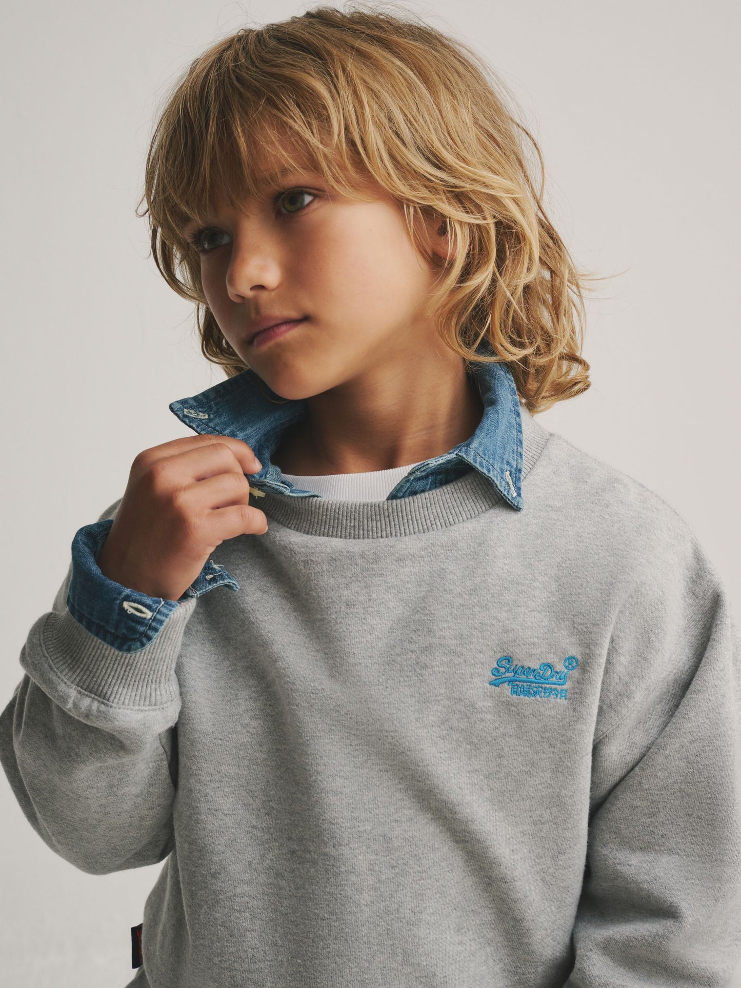 Superdry Grey/Blue Sweat Top & Joggers Set image 5
