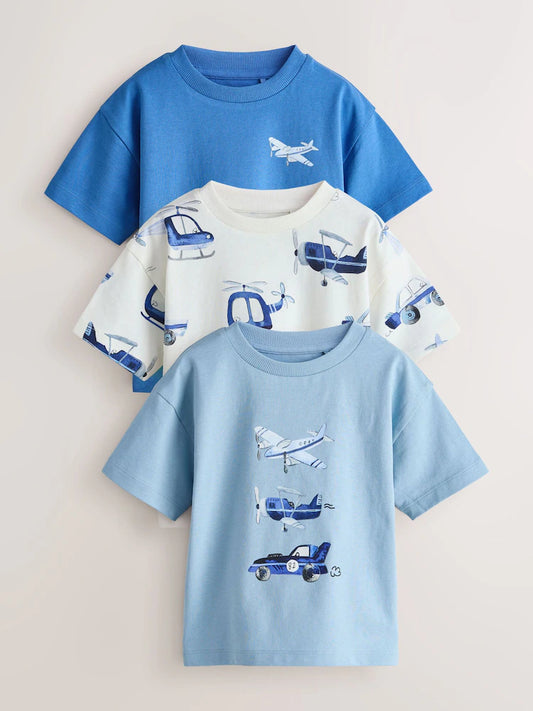 Blue Planes Short Sleeve Graphic T-Shirts 3 Pack (3mths-7yrs)