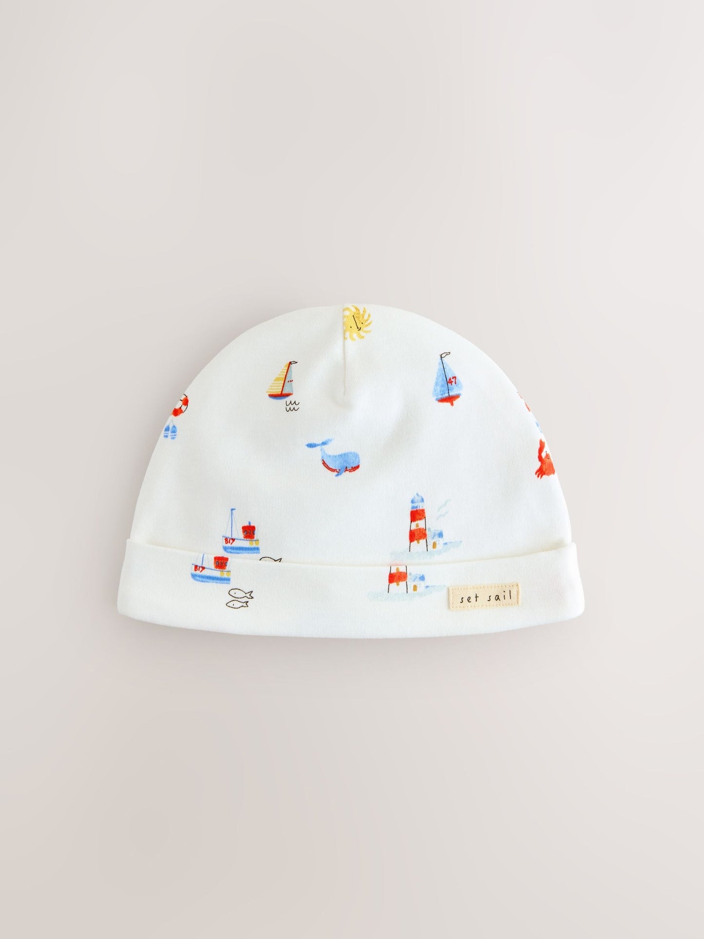 Blue Nautical Baby Hat and Bib Set (0-18mths) image 2