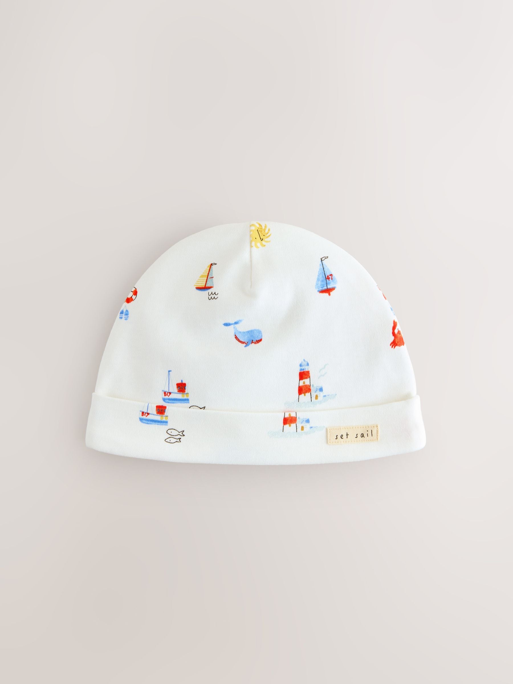 Blue Nautical Baby Hat and Bib Set (0-18mths) image 2