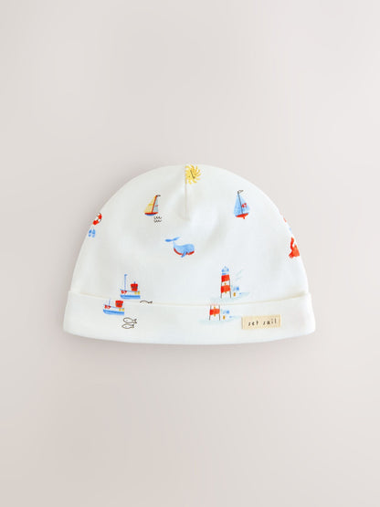 Blue Nautical Baby Hat and Bib Set (0-18mths) image 2