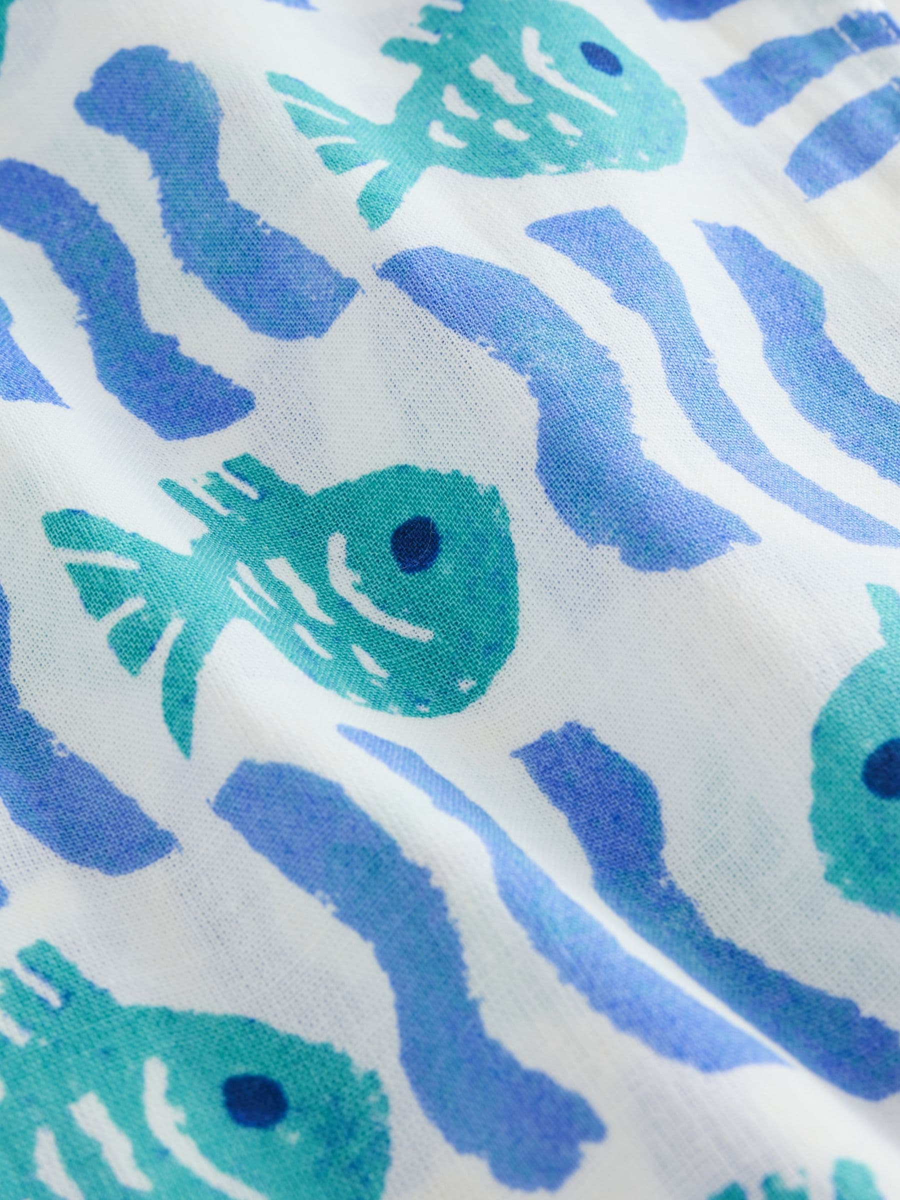 White/Blue Sea All Over Print Short Sleeve Revere Collar Shirt & Shorts Set (3mths-10yrs) image 11