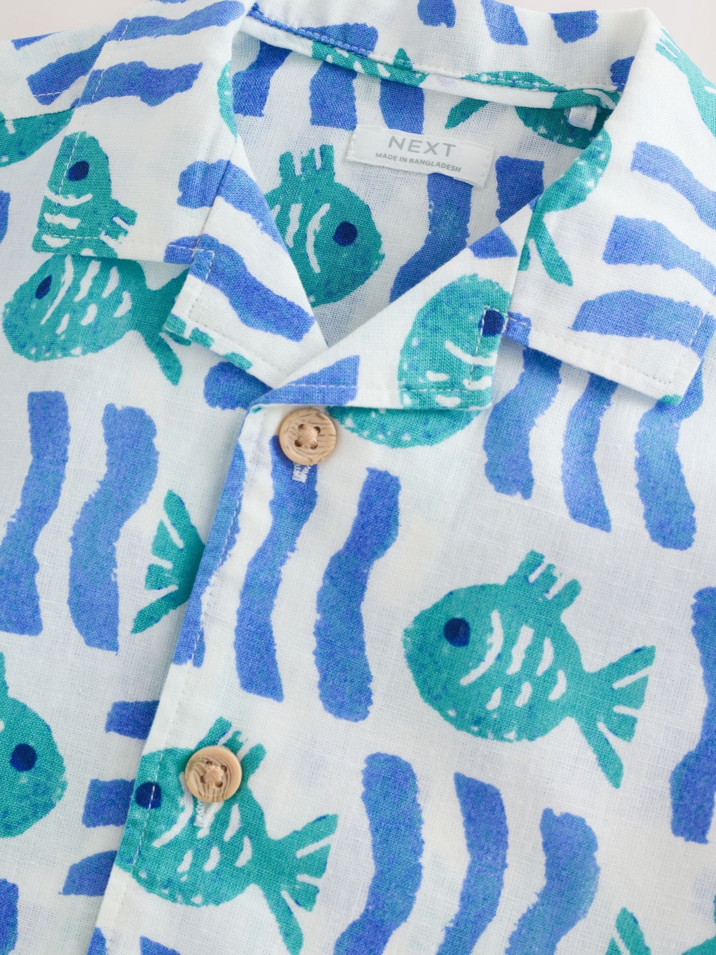 White/Blue Sea All Over Print Short Sleeve Revere Collar Shirt & Shorts Set (3mths-10yrs) image 9