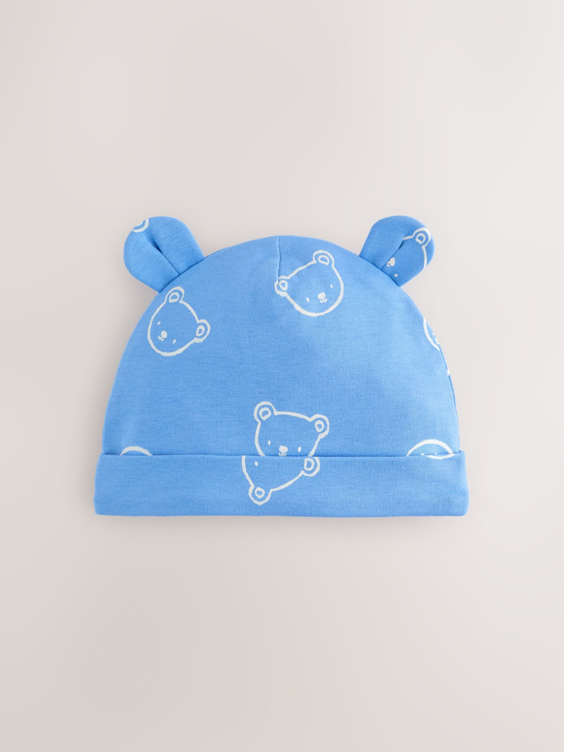 Blue/Ecru Bear Baby Hat And Bib Set (0-18mths) image 4