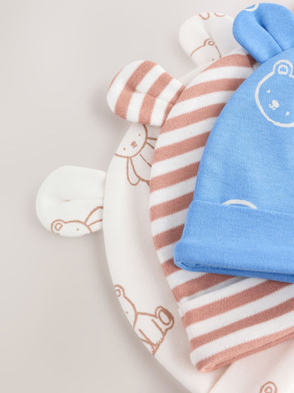 Blue/Ecru Bear Baby Hat And Bib Set (0-18mths) image 5