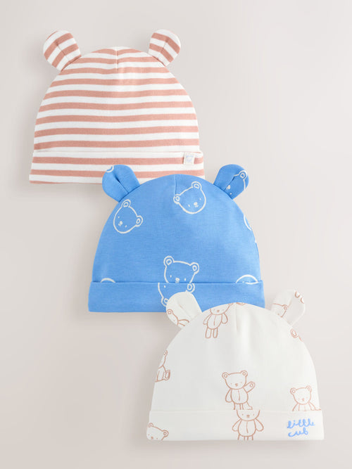 Blue/Ecru Bear Baby Hat And Bib Set (0-18mths) image 1