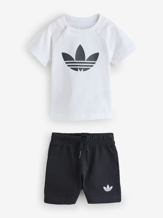 adidas Originals White Trefoil Top and Shorts Infant Set image 1