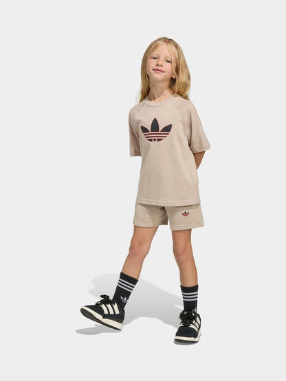 adidas Originals Neutral Trefoil T-Shirt and Shorts Little Kids Set image 1