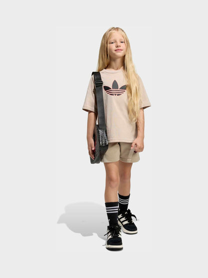 adidas Originals Neutral Trefoil T-Shirt and Shorts Little Kids Set image 3