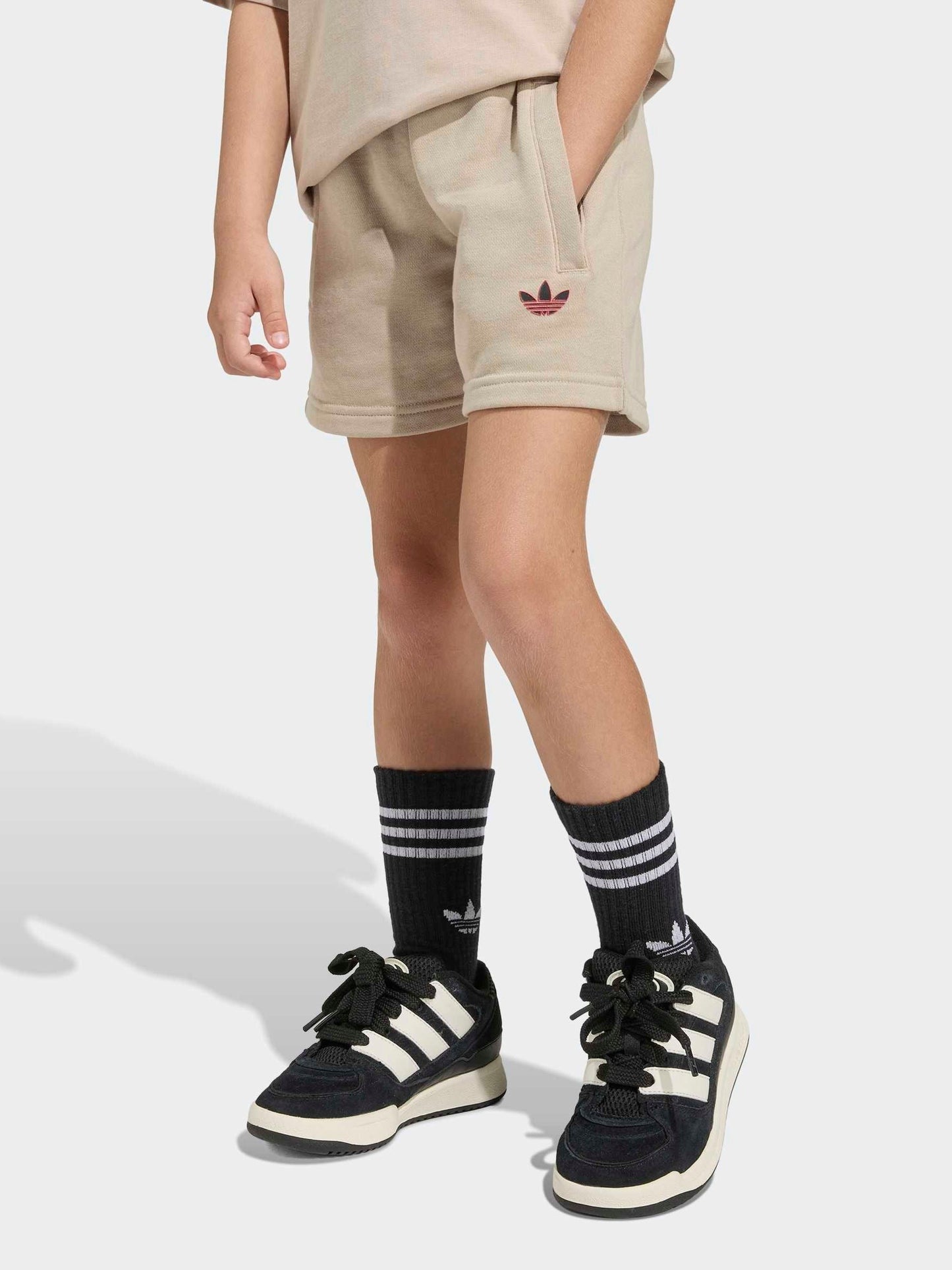 adidas Originals Neutral Trefoil T-Shirt and Shorts Little Kids Set image 4