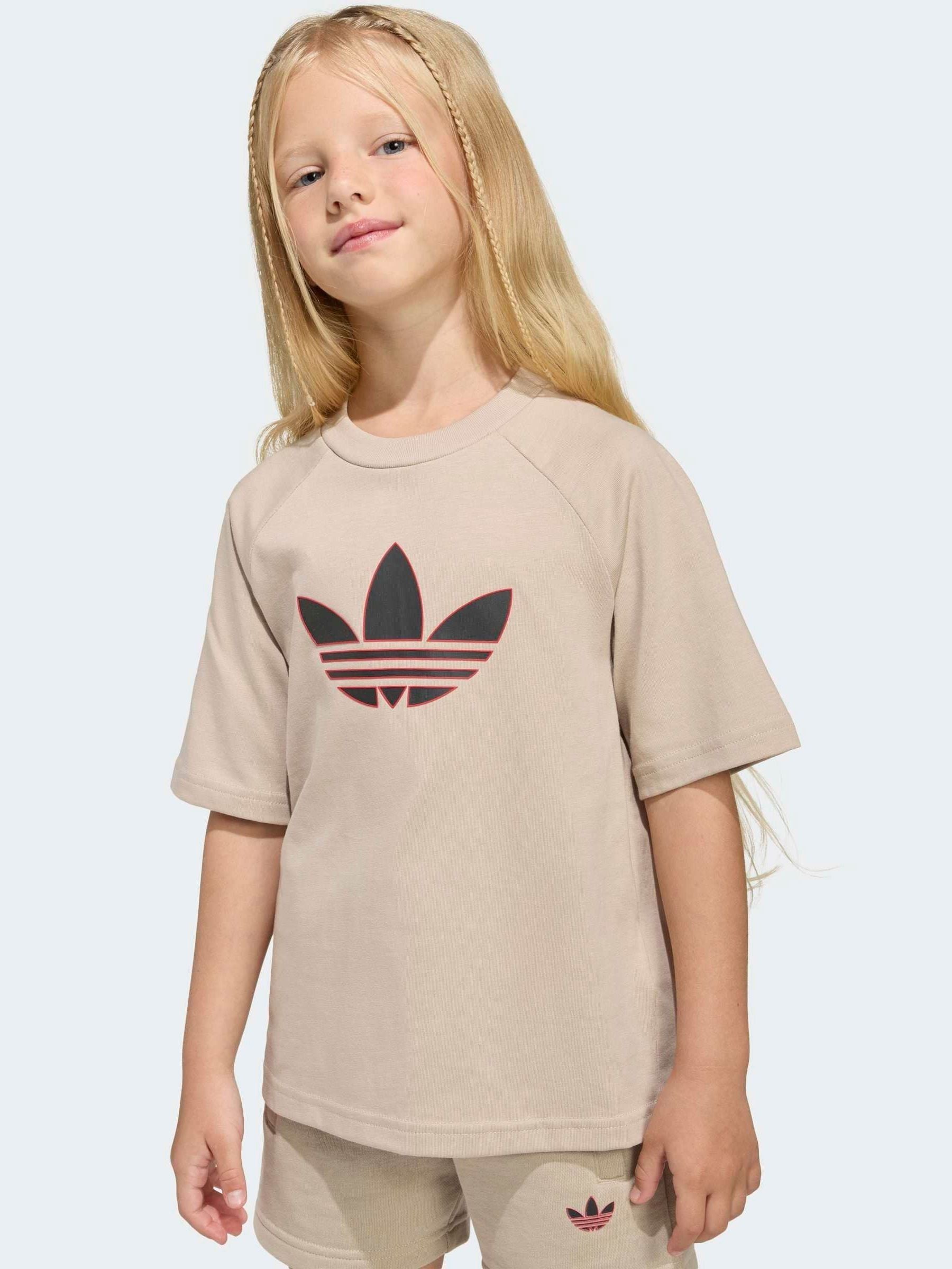 adidas Originals Neutral Trefoil T-Shirt and Shorts Little Kids Set image 5
