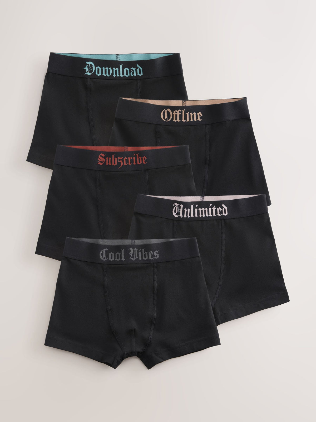 Dsiney Kidz - Black with Gothic Waistband Trunks 5 Pack (1.5-16yrs) image 1