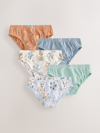 Dsiney Kidz - Multicolour Robot Cotton Printed Briefs 5 Pack (1.5-10yrs) image 1