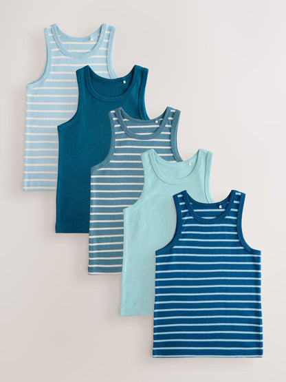 Dsiney Kidz - Blue/White Stripe Vests 5 Pack (1.5-16yrs) image 1