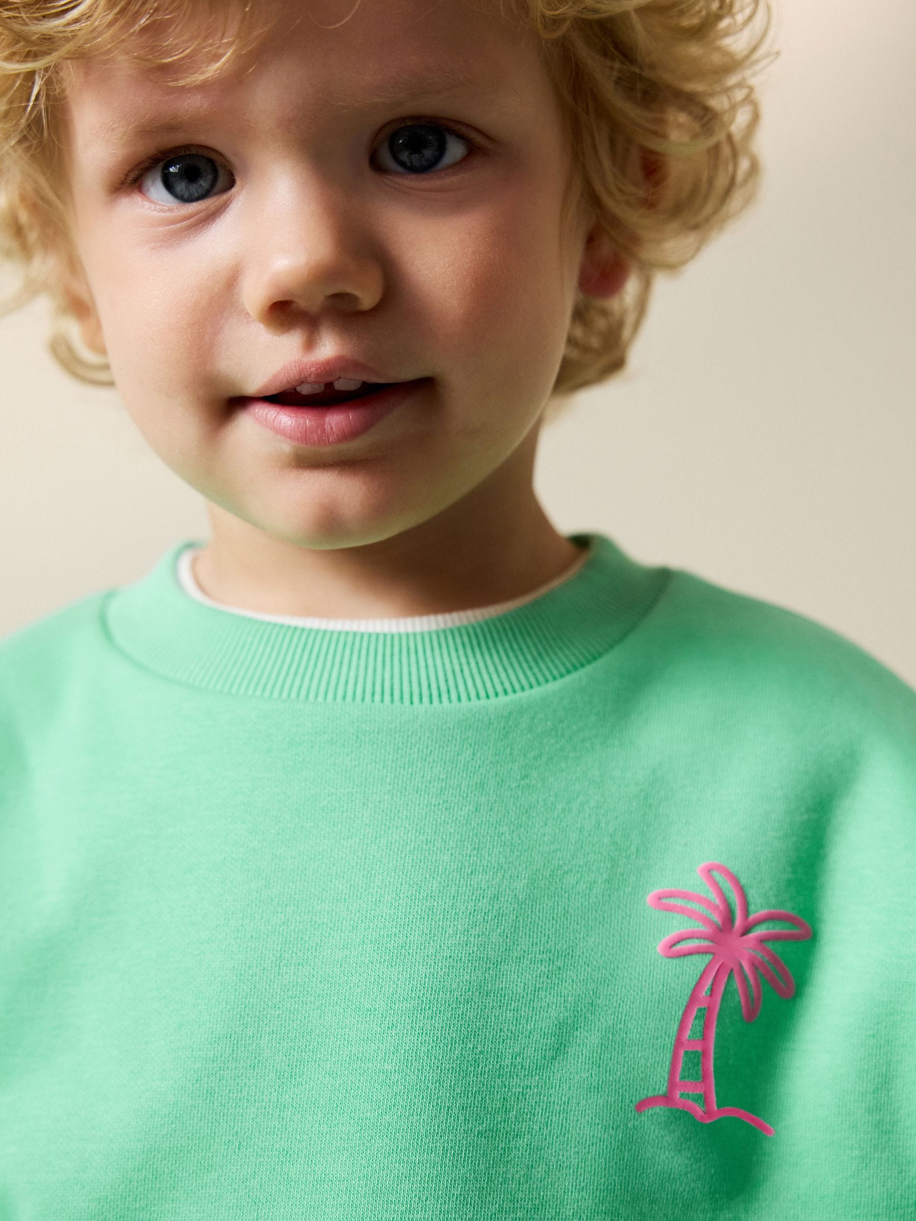 Dsiney Kidz - Green Palm Tree Printed Crew Neck Sweat Top (3mths-7yrs) image 5