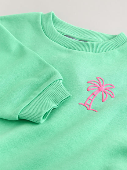 Dsiney Kidz - Green Palm Tree Printed Crew Neck Sweat Top (3mths-7yrs) image 8