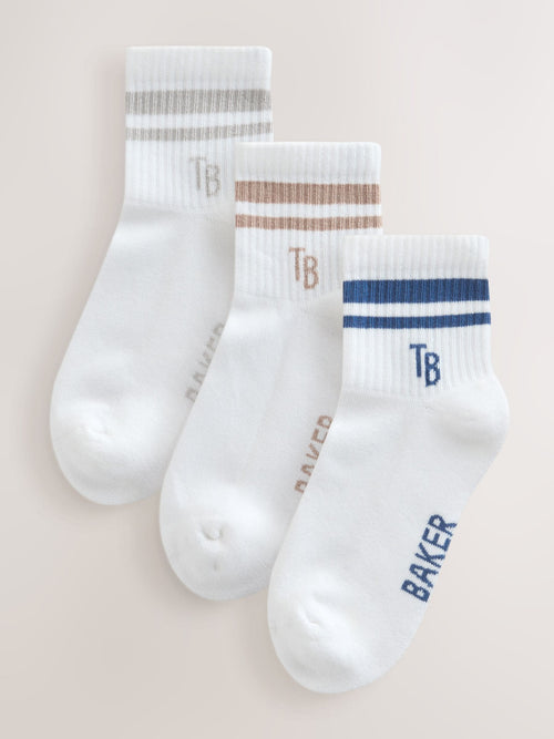 Baker by Ted Baker Ribbed Cushioned Sole Socks 3 Pack image 1