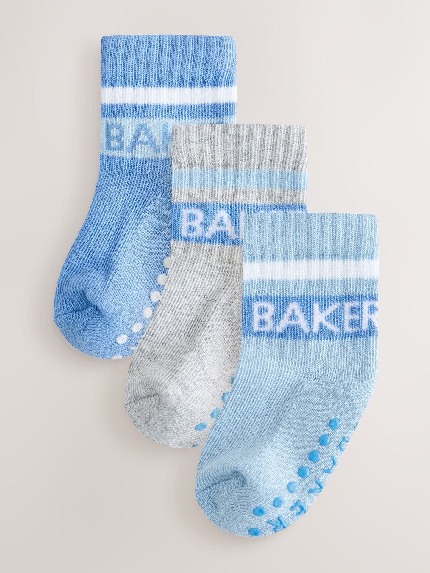 Baker by Ted Baker Baby Gripper Multi Socks 3 Pack image 1