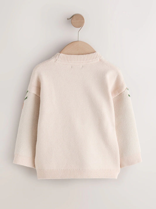 Neutral Vegetable Knitted Crew Neck Jumper (3mths-7yrs)