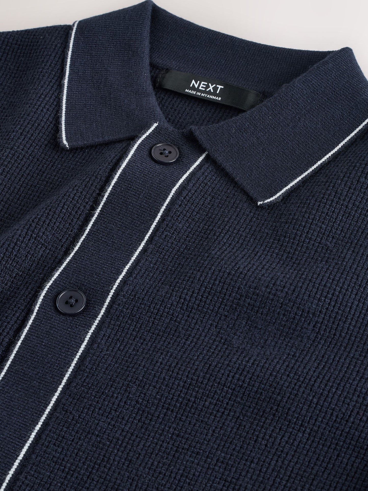 Dsiney Kidz - Navy Blue Textured Knitted Polo Shirt and Shorts Set (3-16yrs) image 7