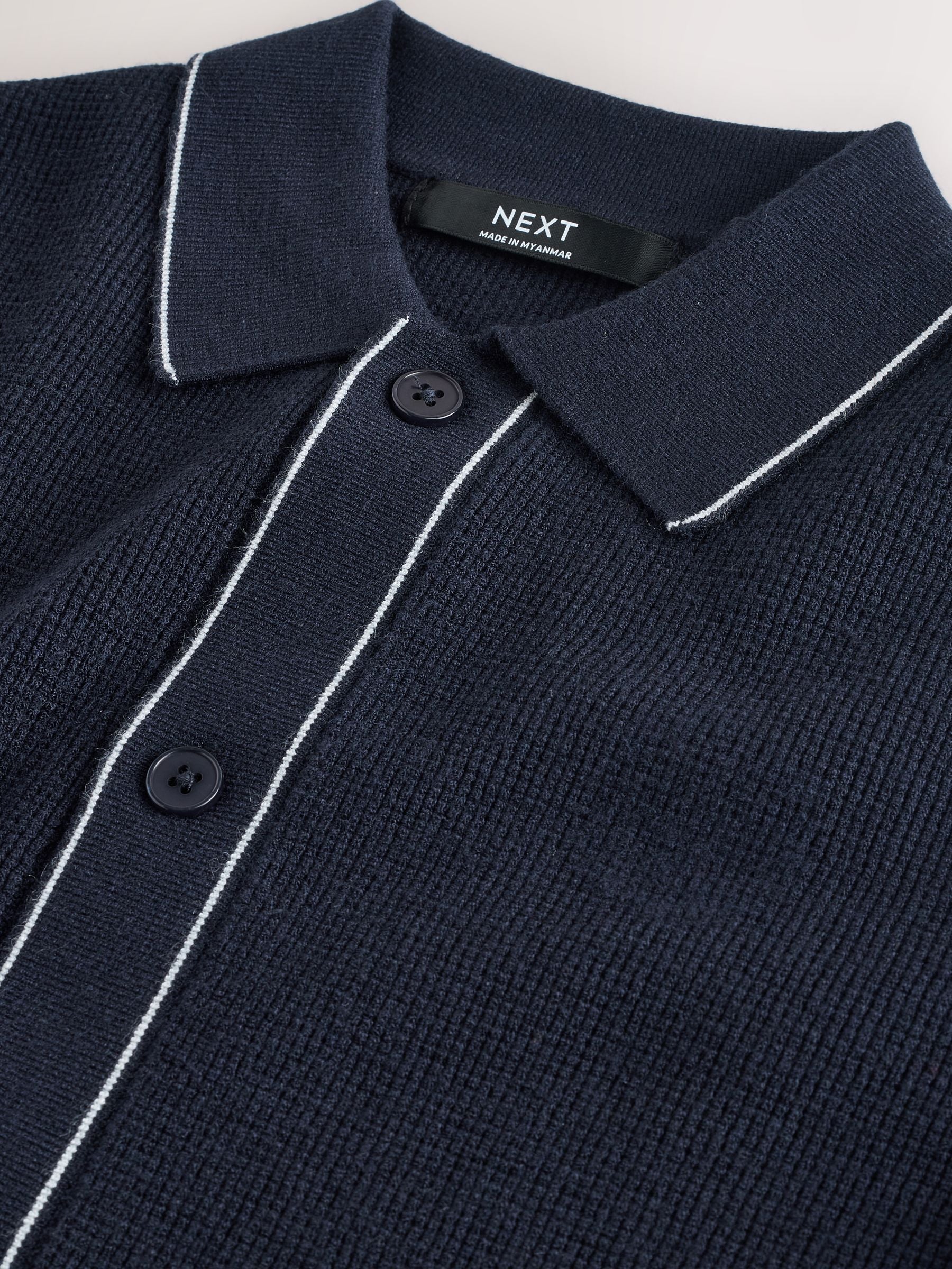 Dsiney Kidz - Navy Blue Textured Knitted Polo Shirt and Shorts Set (3-16yrs) image 7