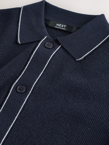Dsiney Kidz - Navy Blue Textured Knitted Polo Shirt and Shorts Set (3-16yrs) image 7
