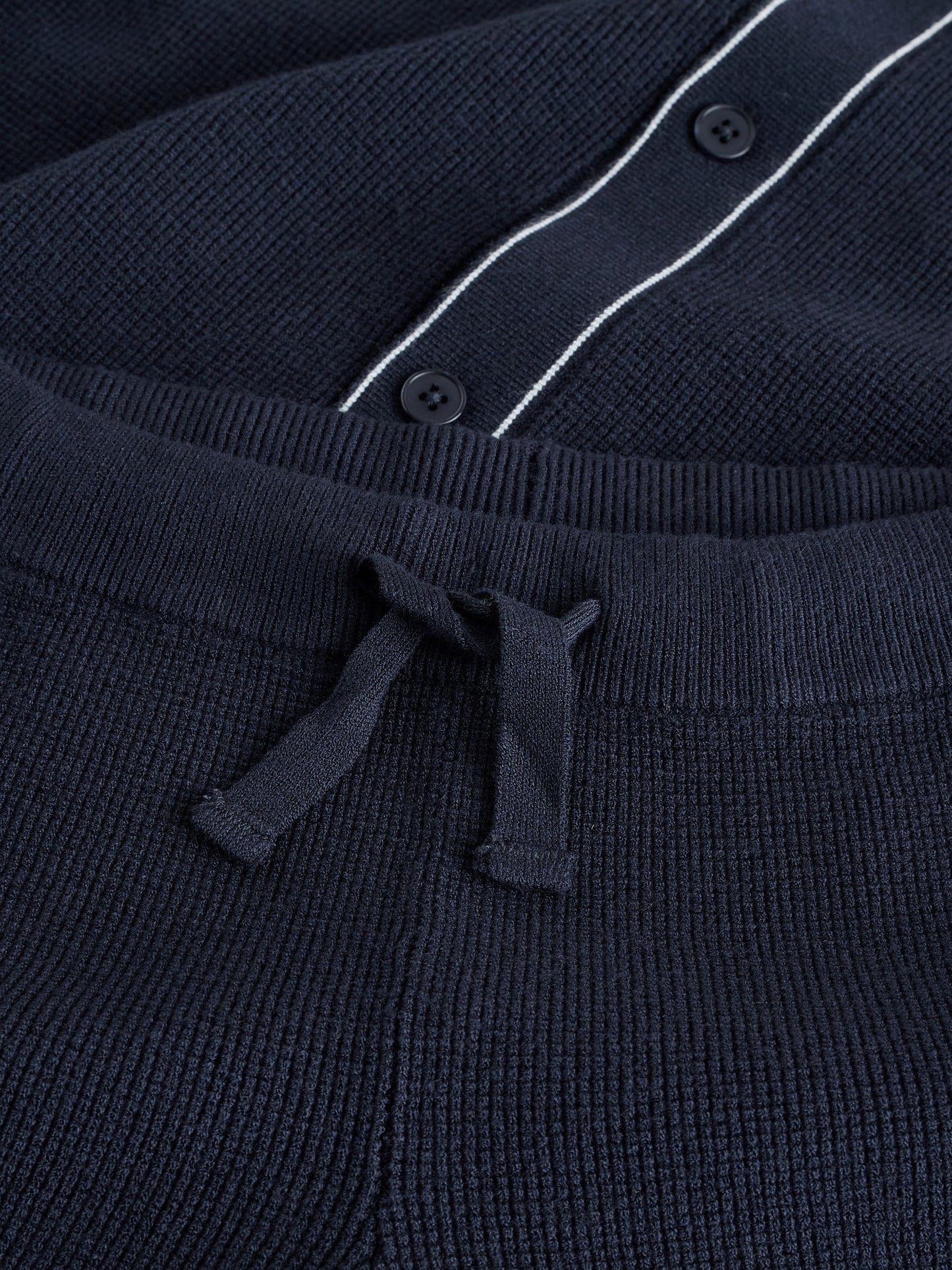 Dsiney Kidz - Navy Blue Textured Knitted Polo Shirt and Shorts Set (3-16yrs) image 8