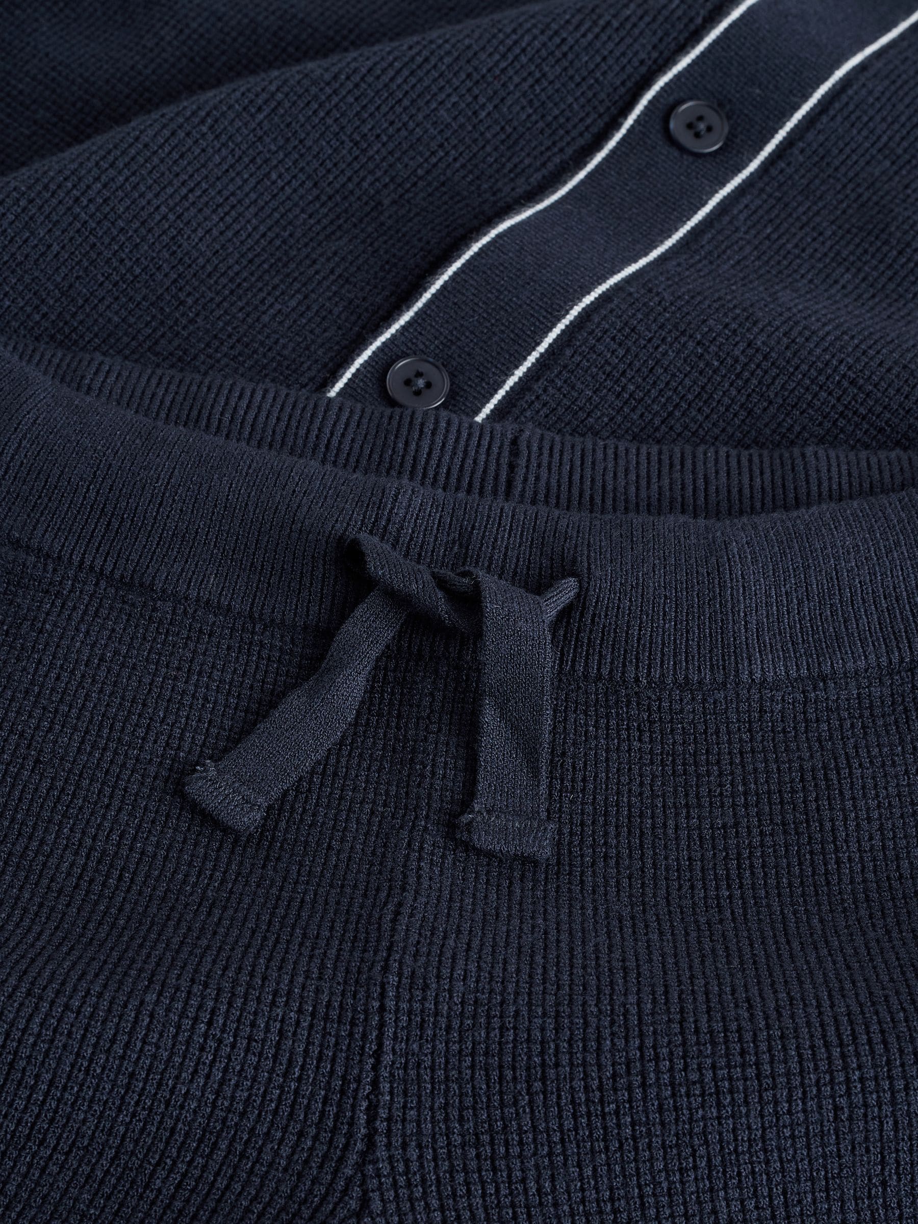 Dsiney Kidz - Navy Blue Textured Knitted Polo Shirt and Shorts Set (3-16yrs) image 8