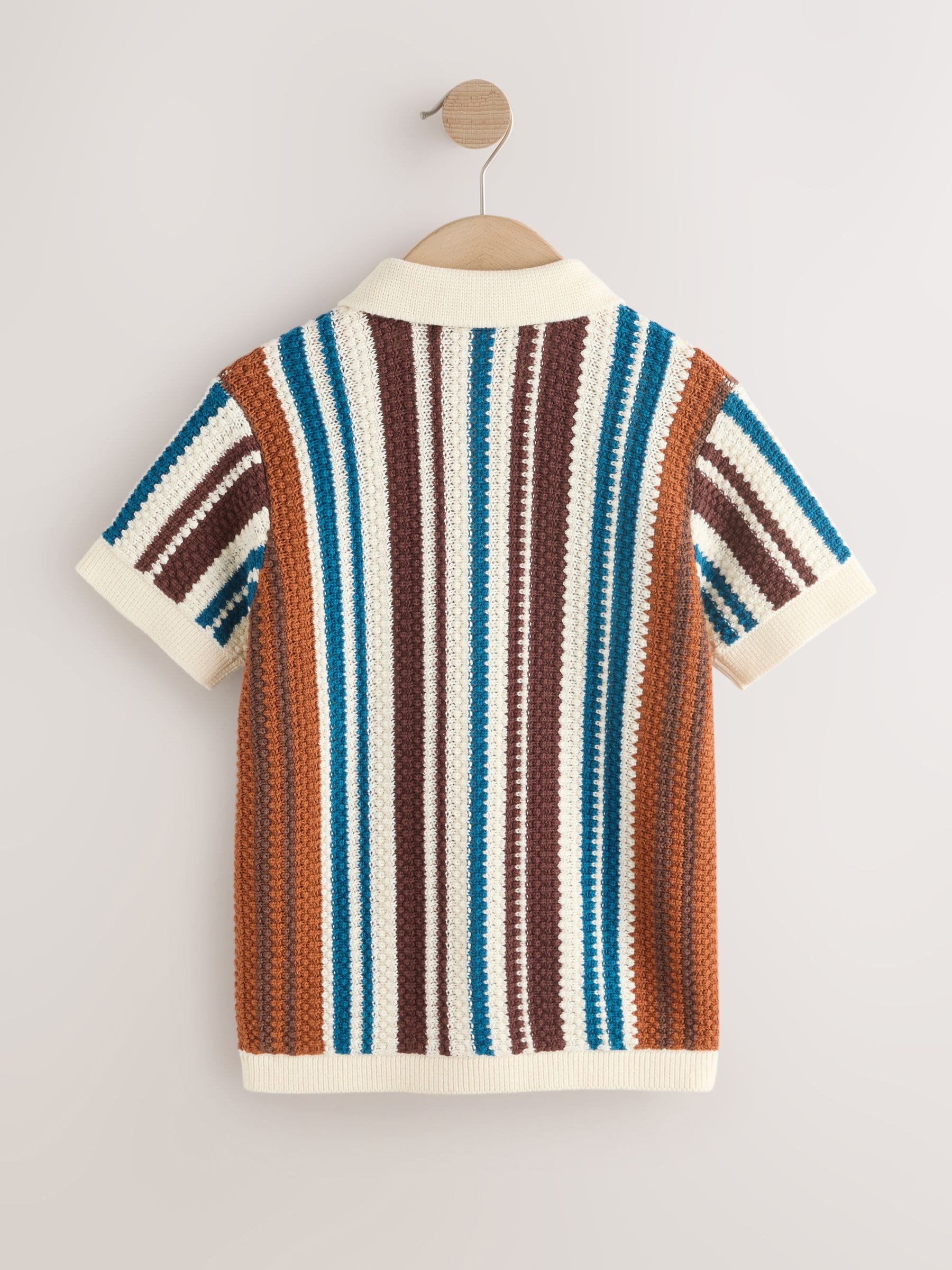 Dsiney Kidz - Brown Knitted Stripe Polo Shirt (3-16yrs) image 10