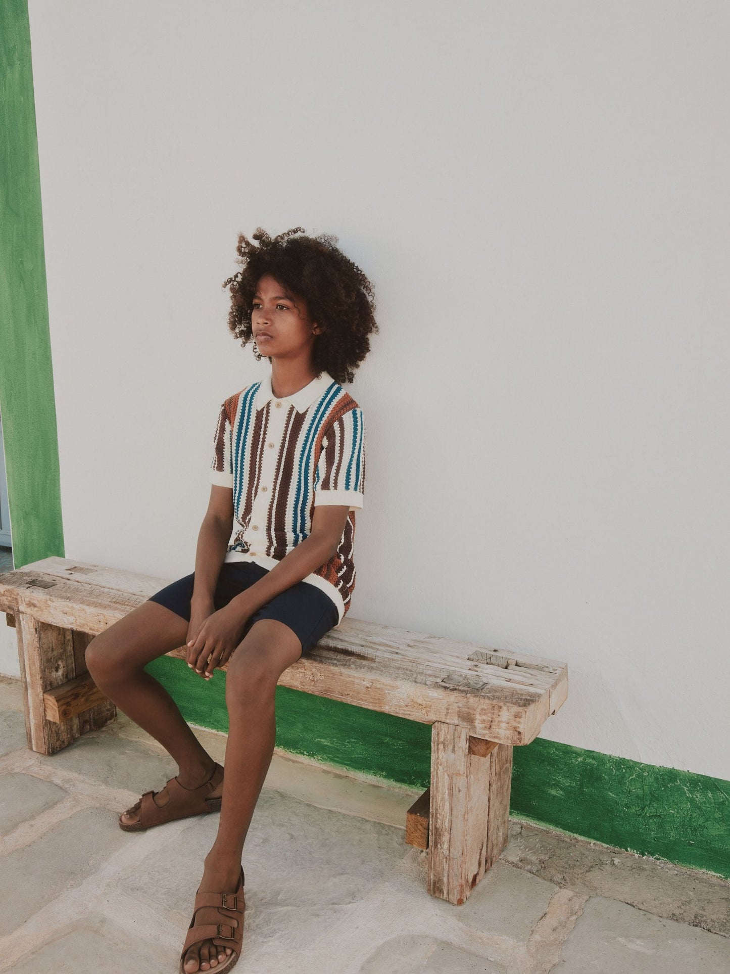 Dsiney Kidz - Brown Knitted Stripe Polo Shirt (3-16yrs) image 4