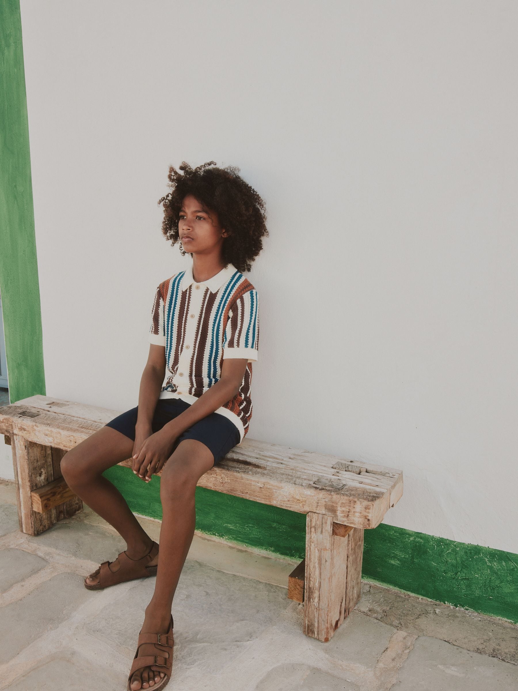 Dsiney Kidz - Brown Knitted Stripe Polo Shirt (3-16yrs) image 4