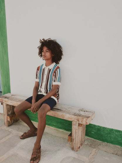 Dsiney Kidz - Brown Knitted Stripe Polo Shirt (3-16yrs) image 4